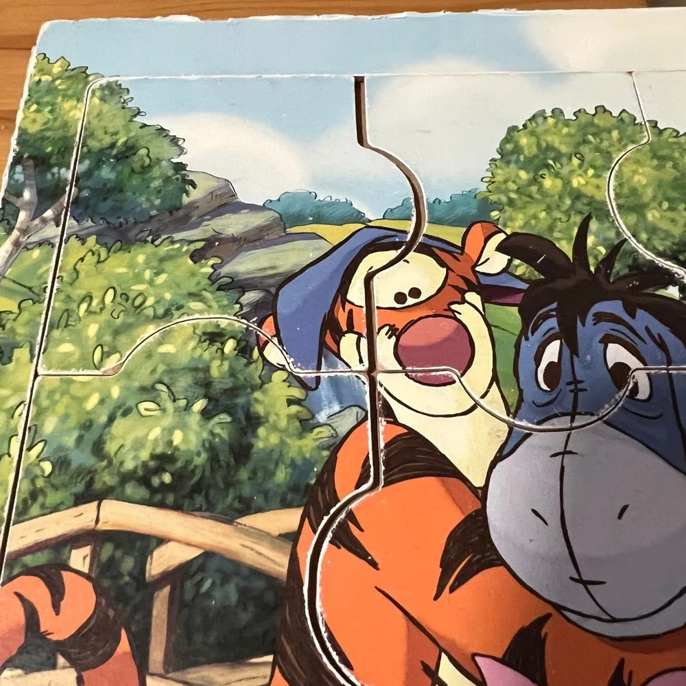 Disney Winnie the Pooh Tigger‎ Eeyore Piglet 9 PC Wooden Puzzle Milton Bradley